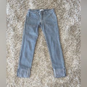 Women’s loft blue and white striped Denim crop Jean Sz 0/25